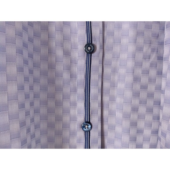 BUGATCHI UOMO Lavender Geometric XXL Button Up Dress Shirt Flip Cuff Long Sleeve - Picture 8 of 16